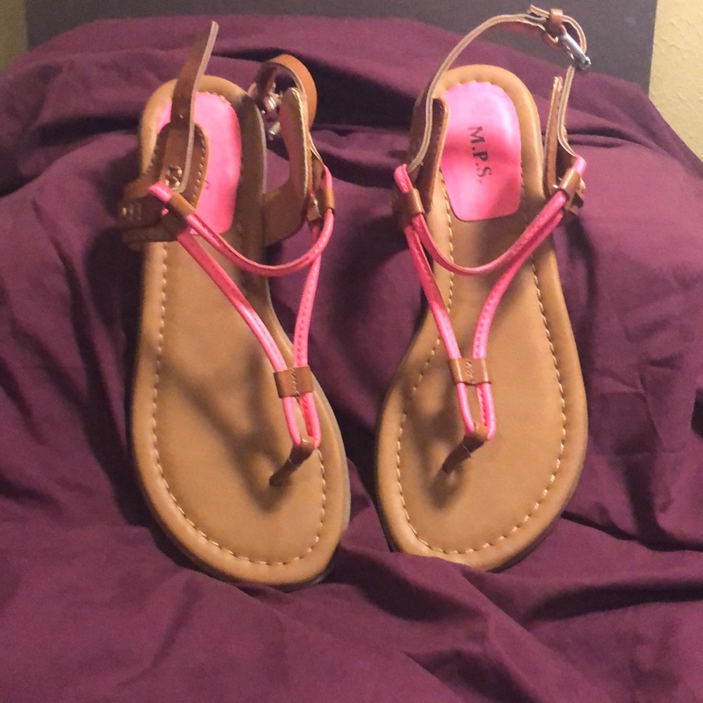 M.P.S Sandals, women’s size 5, brown and pink, wore once